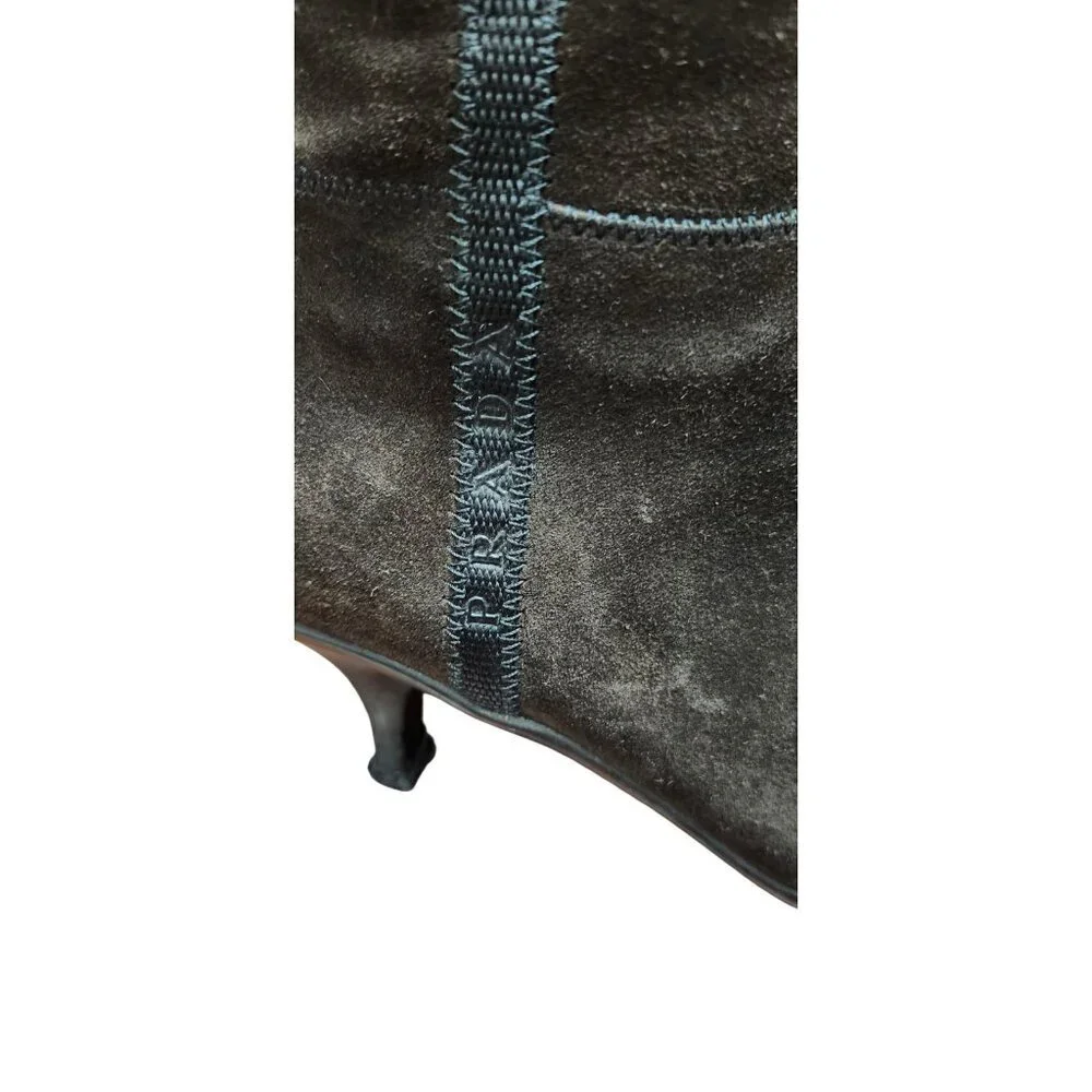 PRADA BROWN SUEDE HEELED BOOTS - EU 38.5/US 8 - Picture 4 of 16